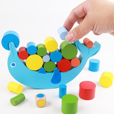 

Siaonvr Wooden Dolphin Stacked Balance Toys Babies Early Learning Parenting Games Gift