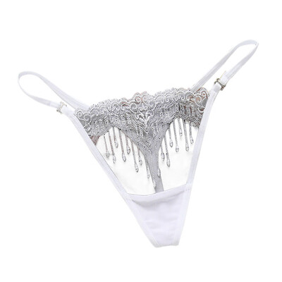 

Toponeto Embroidered Sexy Womens Underwear Hot Transparent Low-Waisted Hollow Thong