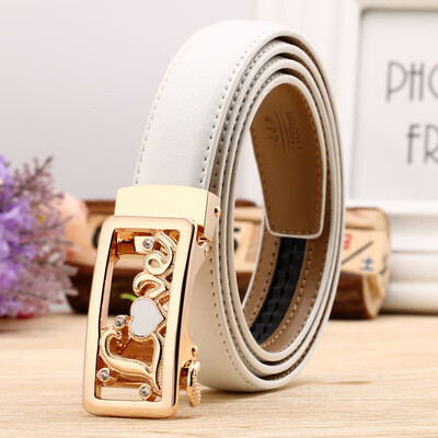

Hot ladies leather belt casual cowhide designer belts women high quality fashion floral waist black white casual red hook belt