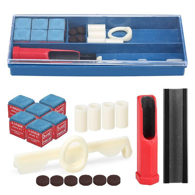 

20-IN-1 Billiard Repair Kit Cue Tip Repair Tool Billiard Chalk Pool Cue Tips Cue Stick Ferrules Cue Tip Clamp Cue Tip Trimmer Incl