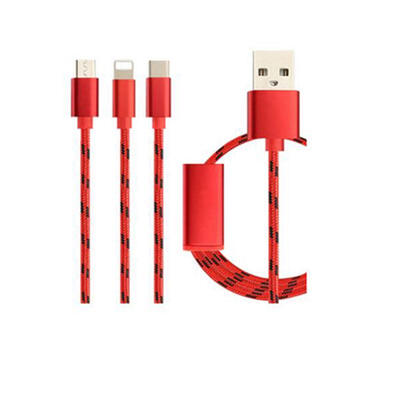 

Lightning Micro USB Type C 3-in-1 Data Cable Braided Tangle-Free Charging Cable 39ft For IPhone Samsung Galaxy LG HTC -12m