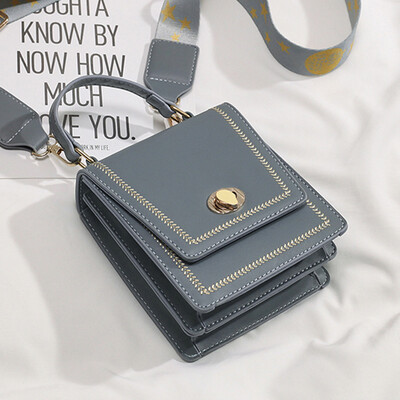 

French small bag new female bag fashion single shoulder bag lock buckle embroidered thread chain slanted handheld small square bag