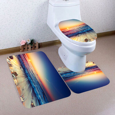 

〖Follure〗3PCS Christmas Bathroom Non-Slip Pedestal Rug Lid Toilet Cover Bath Mat Set