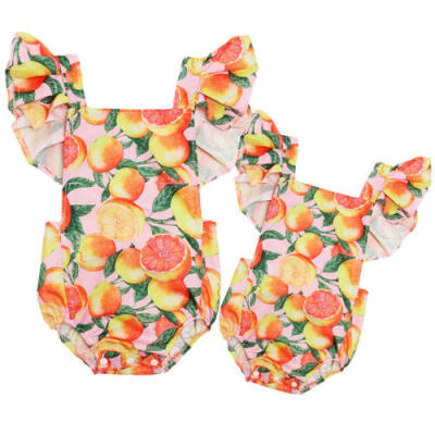 

Summer Toddler Baby Girls Fruit print Backless Romper Bodysuit Outfit Clothes