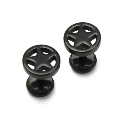 

Stainless Steel Double Sided Round Star Stud Earrings Men Women Geometric Gothic Blue Cool Rock Punk Earring