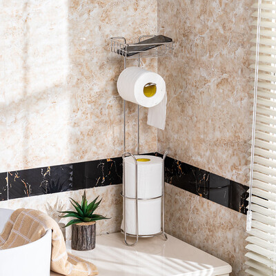 

Gobestart Free Standing Toilet Paper Holder For Bathroom Storage Brushed Stainless