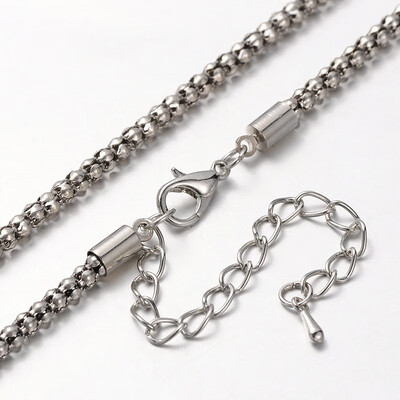 

Iron Popcorn Chain Necklace Makings with Alloy Lobster Claw Clasps&Iron End Chains Antique Silver 299