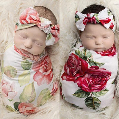 

Newborn Infant Baby Swaddle Blanket Baby Sleeping Swaddle Muslin Wrap Headband