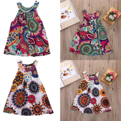 

Kids Baby Girls Floral Sleeveless Dress Princess Party Wedding Dress Sundress
