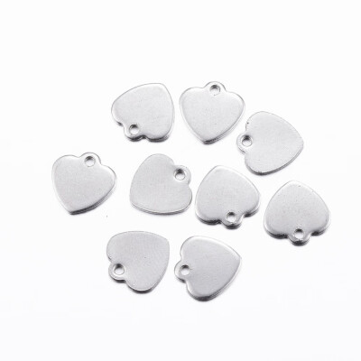 

304 Stainless Steel Blank Stamping Tag Pendants Heart Stainless Steel Color 95x95x08mm Hole 1mm