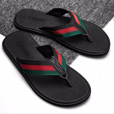 

Mens slippers summer 2019 new flip-flops casual leather slippers Korean version of sandals sandals tide beach drag
