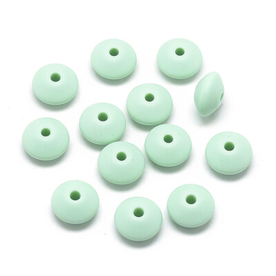 

Food Grade Environmental Silicone Beads Chewing Beads For Teethers DIY Nursing Necklaces Making Rondelle PaleTurquoise 12x67