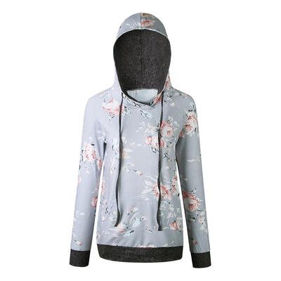

Women Floral Print Casual Long Sleeve Hoodies Pullover Tops Sweatshirts