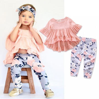 

Toddler Kids Baby Girls T-shirt Tops Long Pants Leggings Outfit Clothes Set