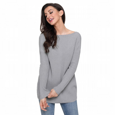 

V-neck long-sleeved chest cross-tie with warm&warm casual knit sweater