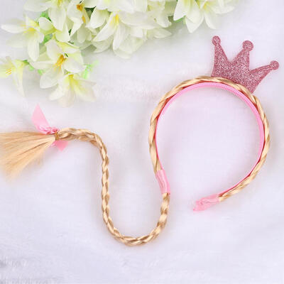 

Crown Wig Hair Braided Headband Girls Princess Headwear Party Cosplay Props