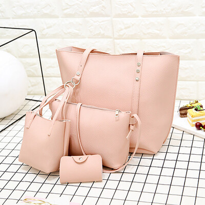 

Tailored Fashion Women Leather Four-Piece Shoulder Crossbody Bag Clutch Wallet Retro Bag