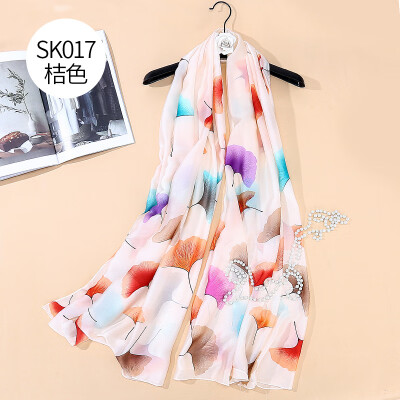 

New Ginkgo Leaf Silk Scarf Simulation Silk Print Sunscreen Dress Scarf Scarf Manufacturer Wholesale SK017