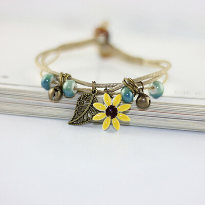 

Daisy Flower Bracelet Fashion Delicate Hand-woven Ceramic Beads Bracelet Originality Chinese Style Bracelet Adorn Article