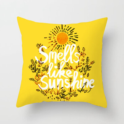 

Yellow Polyester Pillow Case Sofa Car Waist Throw Cushion Cover Home Decoration