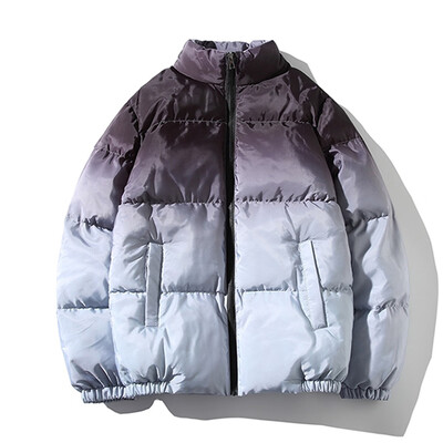 

Toponeto Mens Winter Fashion Tie Dyeing Zipper Patchwork Thickened Cotton Padded Coat