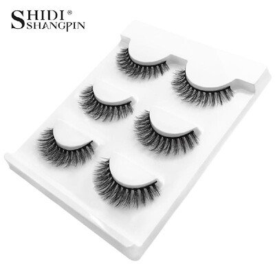 

SHIDISHANGPIN 3 Pairs 3D Mink Eyelashes Cruelty-free Lashes Handmade Reusable Natural Eyelashes False Lashes