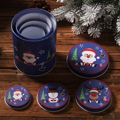 

Toponeto Tin Container Christmas Jar Gift for Children 4PCS Candy Cookie Storage Box