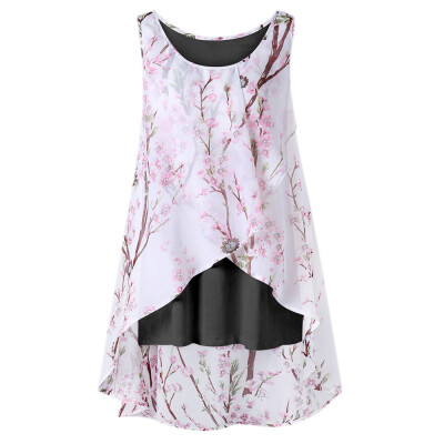 

Plus Size Tiny Floral Overlap Sleeveless Top