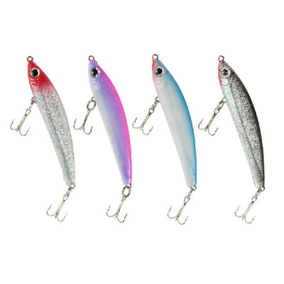 

Lixada 4pcs 85mm14g 3D Eyes Durable Bait Long Casting Lure Artificial Lifelike Bait with Two Treble Hooks