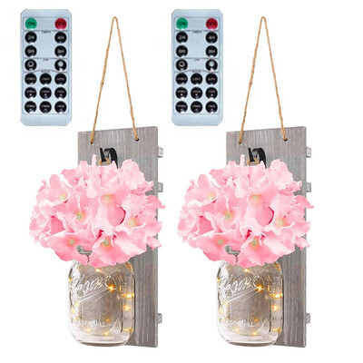 

〖Follure〗Mason Jar Sconce Wall Decor With LED Fairy Lights Rustic Home Decor Vase 2PC