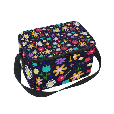 

ALAZA Cute Floral Lunch Box Insulated Lunch Bag Large Cooler Tote Bagfor Men Women
