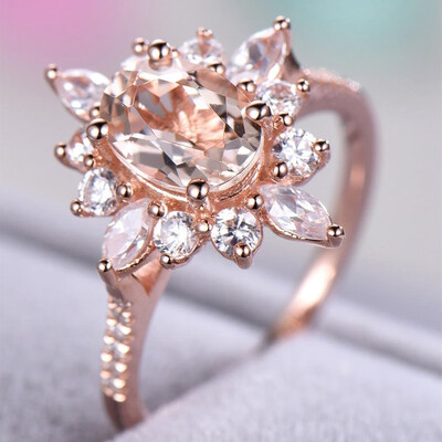 

Unique Grey Diamond Sapphire Emerald 925 Silver Rose Gold Filled Ring Black Diamond Rings