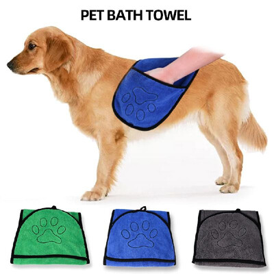 

Dog Bath Towels w Hand Pockets Ultra-Absorbent Quick Dry for Cleaning Dogs Cats