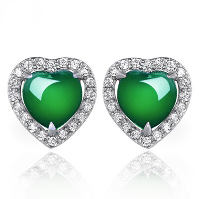 

Temperament Heart-Shaped Sweet Personality Green Earrings Simple Birthday Gift