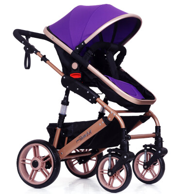 

High View Baby Stroller Foldable Travel Pram Convertible Baby Carriage with Multi-Positon Reclining Seat Extended Canopy Newborn