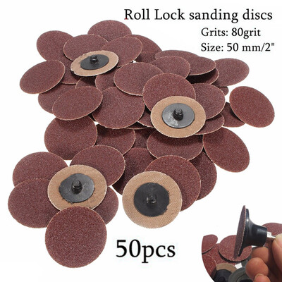

50pcs 2inch 50mm Sanding Discs Set 80 Grit R Type Roll Lock Abrasive For Sander