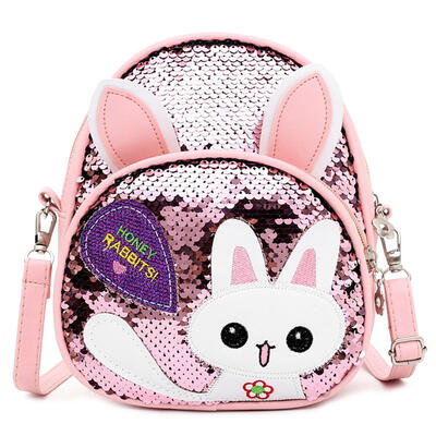 

Cute Rabbit Ear Sequins Backpack Girls Kids School PU Leather Knapsack