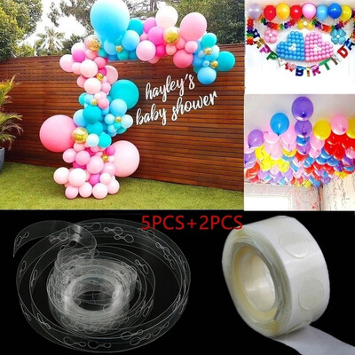 

125PCS 5M Plastic Balloon Chain PVC Rubber Wedding Party Birthday Balloons Backdrop Decor with 100 Grainsroll Glue