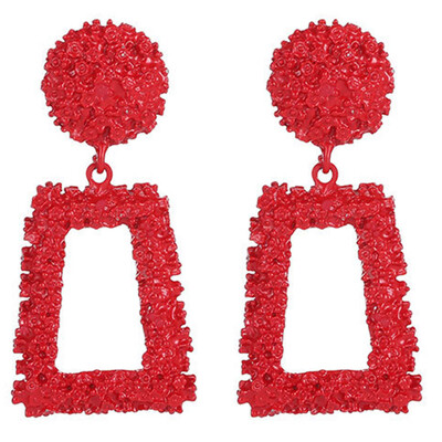 

Creative Personality Embossed Trapezoidal Long Metal Earrings