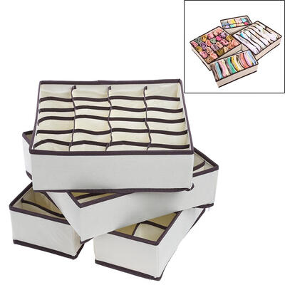 

New Set 4 Pcs Foldable Organizer Storage Box For Bra Ties Underwear Socks