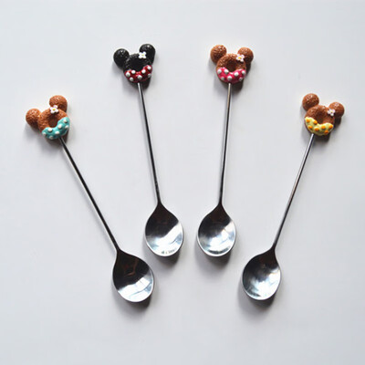 

Creative Cartoon Fruit Fork Stainless Steel Coffee Stirring Spoon 4pcsSet Home Kitchen Dessert Salad Forks Cutlery