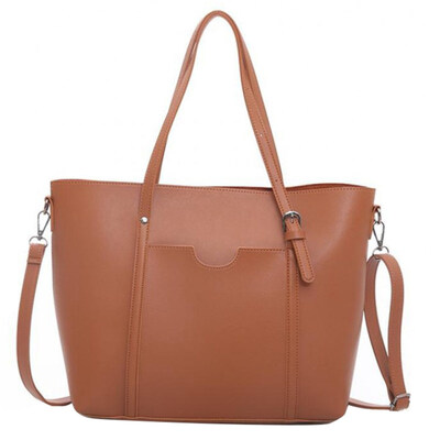 

Women Large Capacity Faux Leather Solid Color Tote Shoulder Crossbody Bag Pouch