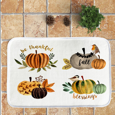 

〖Follure〗Thanksgiving Day Pumpkin lantern Entrance Door Bathroom Mat Indoor Bath Decor