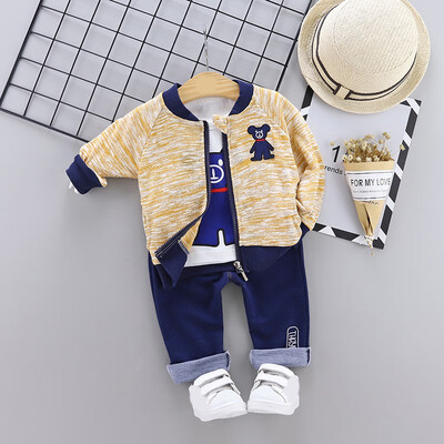 

Autumn Baby Boys Long Sleeve Crtoon Print TopsCoatDenim Pants Trouser Costume Set