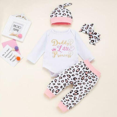 

Newborn Baby Girl Clothes Long Sleeve Romper Leopard Leggings Pants Outfits Set