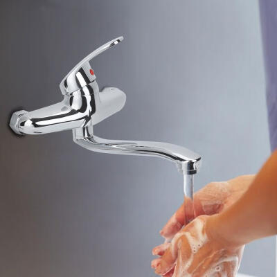 

Greensen Wall Mounted Kitchen Sink Faucet Hot Cold Water Mixer Tap Double Holes
