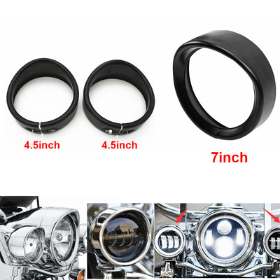 

Motorcycle Black Fog Lamps Lights Protective Ring Cover Shade 745 Inch Metal