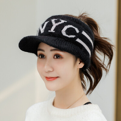 

2019 new Korean ladies winter knitted baseball cap letters outdoor travel warm winter wool cap