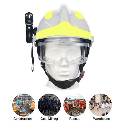 

F2 Emergency Rescue Helmet Fire Fighter Safety Helmets Workplace Fire Protection Hard Hat with Headlamp & Goggles Protective Anti-