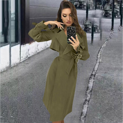 

〖Follure〗Women Casual Notched Collar Windbreaker Front Wrap Coat Jacket Outwear